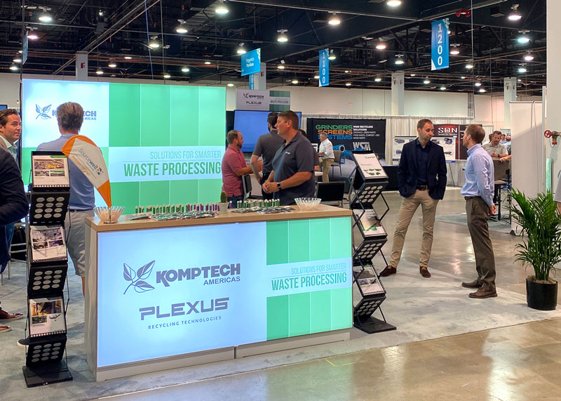 The Komptech Americas booth at last year's WasteExpo 2021 exhibition.