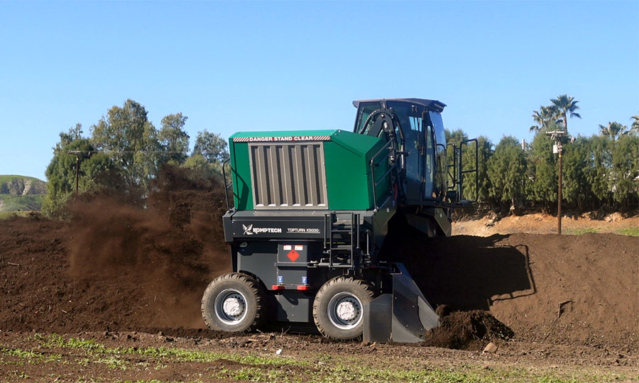 The Komptech Topturn X5000 windrow turner at COMPOST 2023.
